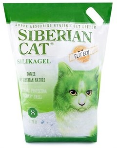 Наполнитель Элитный Эко впитывающий силикагелевый для кошек 8 л 3 4 кг Зеленый Сибирская кошка