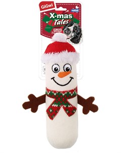 Игрушка Кристмас Маленький снеговик с пищалкой для собак 18 см Белый Gigwi