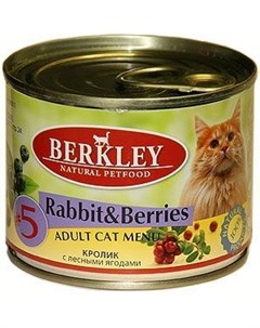Консервы Original Adult мясной террин для кошек 200 г 200 г 5 Кролик с лесными ягодами Berkley