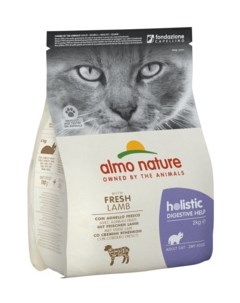 Сухой корм Holistic Cat Dry Digestive help Lamb с ягненком профилактика заболеваний ЖКТ для кошек 2  Almo nature