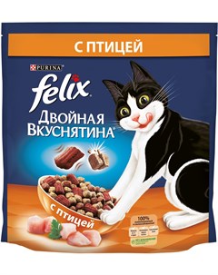 Сухой корм Двойная Вкуснятина с птицей для кошек 1 5 кг Птица Felix