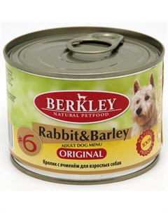 Консервы Original Adult мясной террин для собак 200 г 200 г 6 Кролик с ячменем Berkley