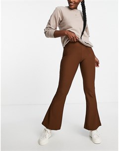 Трикотажные расклешенные брюки коричневого цвета Pimkie