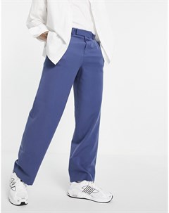 Темно синие широкие строгие брюки Asos design