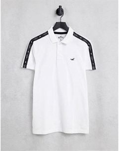 Белая рубашка поло с логотипом и фирменной лентой на рукавах Hollister