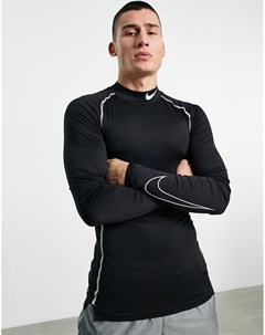 Черный облегающий лонгслив с высоким воротом Nike Pro Training Dri FIT Nike training