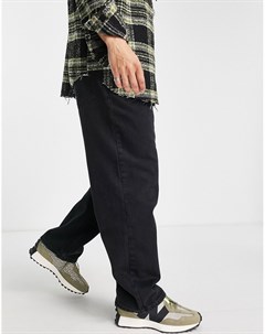 Широкие джинсы черного цвета со складками Bershka