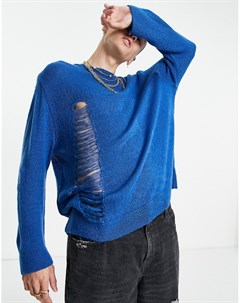 Синий джемпер в стиле oversized с решетчатым дизайном Asos design