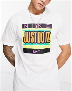 Белая футболка с графическим принтом Just Do It Dri FIT Nike training