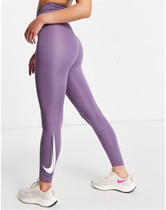 Фиолетовые леггинсы длиной 7 8 с логотипом галочкой Dri FIT Nike running