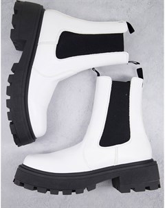 Черные ботинки челси на очень толстой контрастной подошве с квадратным носом из искусственной кожи Asos design