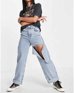 Выбеленные oversized джинсы со рваным разрезом в винтажном стиле из переработанного смесового хлопка Topshop
