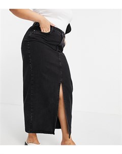 Черная джинсовая юбка миди из смесового органического хлопка в стиле 90 х ASOS DESIGN Curve Asos curve