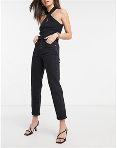 Черные прямые стретчевые джинсы с завышенной талией Asos design