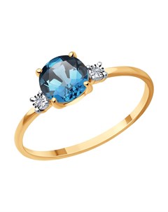Кольцо из комбинированного золота с бриллиантами и лондон топазом Sokolov diamonds