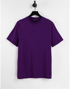 Темно фиолетовая футболка из органического хлопка с отворотами на рукавах Asos design