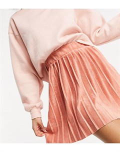 Плиссированная мини юбка из махровой ткани насыщенного розового цвета ASOS DESIGN Tall Asos tall