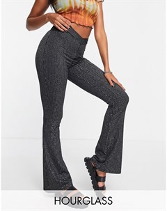 Трикотажные расклешенные брюки в тонкую блестящую полоску с V образной талией в стиле 90 х Hourglass Asos design