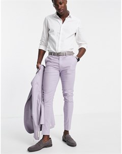 Cупероблегающие брюки пастельного сиреневого цвета из хлопка и льна Asos design