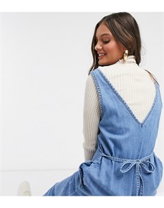 Джинсовый комбинезон с V образным вырезом ASOS DESIGN Petite Asos petite