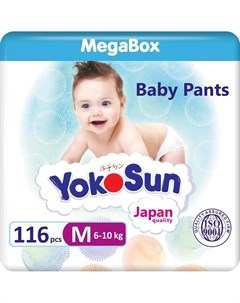 Подгузники трусики детские Megabox Размер M 6 10 кг 2 упаковки по 58 шт TM Yokosun