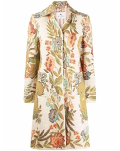 Однобортное пальто с цветочным принтом Etro