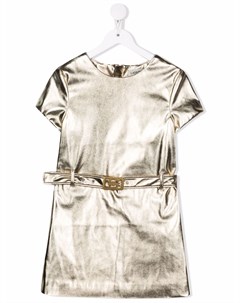Платье с поясом и эффектом металлик Lanvin enfant