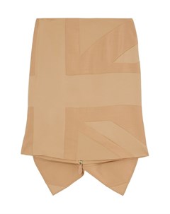 Бежевая атласная юбка с геометричным принтом Burberry