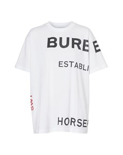 Белая футболка оверсайз с принтом Horseferry Burberry