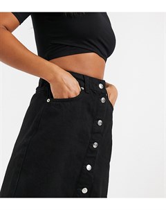 Черная джинсовая юбка с пуговицами ASOS DESIGN Petite Asos petite