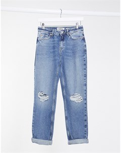 Светло синие рваные джинсы бойфренда New look