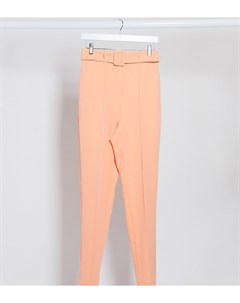Узкие брюки пастельного цвета с завышенной талией и поясом ASOS DESIGN Tall Asos tall