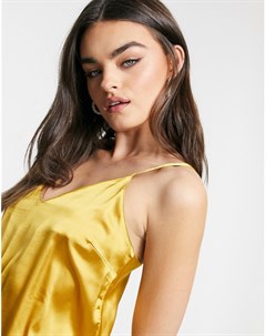 Атласный топ на бретельках цвета охра Asos design