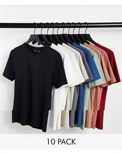 Комплект из 10 облегающих футболок из смесового органического хлопка с круглым вырезом Asos design