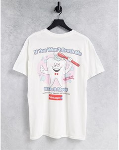 Белая футболка с принтом зубной пасты Vintage supply