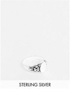 Кольцо печатка из полированного стерлингового серебра с дизайном в виде льва Asos design