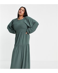 Платье макси цвета хаки с присборенным лифом ASOS DESIGN Curve Asos curve