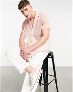 Розовая креповая рубашка с глубоким вырезом и отложным воротником Asos design