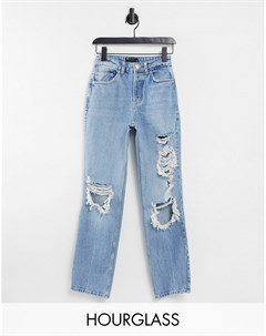 Светлые прямые джинсы в стиле 90 х с классической талией и рваной отделкой Hourglass Asos design