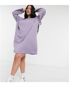 Пепельно фиолетовое платье футболка в стиле oversized с длинным рукавом ASOS DESIGN Curve Asos curve