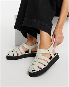 Кремовые кожаные туфли премиум класса в рыбацком стиле на плоской подошве Mali Asos design