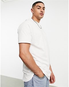 Кремово белая длинная свободная футболка с ассиметричным низом Asos design