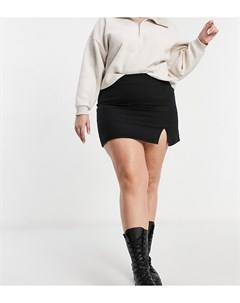 Черная джинсовая мини юбка с разрезом сбоку ASOS DESIGN Curve Asos curve