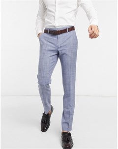Зауженные брюки со штрихованным рисунком темно синего цвета Wedding Asos design