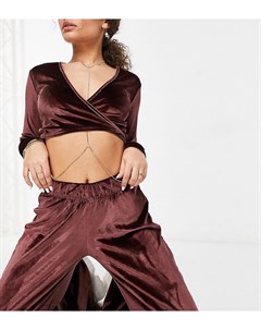 Эксклюзивные велюровые брюки широкого кроя шоколадного цвета от комплекта Fashionkilla