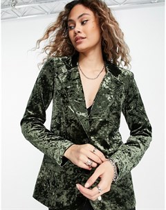 Бархатный пиджак темно зеленого цвета от комплекта Noisy may
