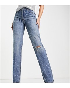 Прямые джинсы с заниженной талией из смесового органического хлопка со сплошной отделкой стразами и  Asos tall
