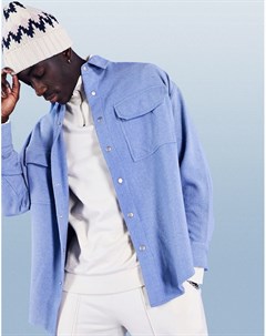 Пыльно голубая oversized рубашка из смесовой шерсти Asos design
