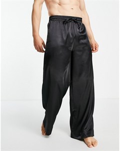 Атласные пижамные штаны черного цвета с широкими штанинами Asos design