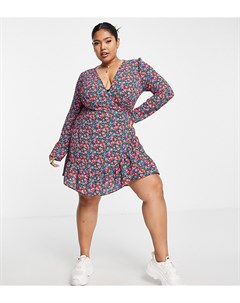 Платье мини с запахом и цветочным принтом ASOS DESIGN Curve Asos curve